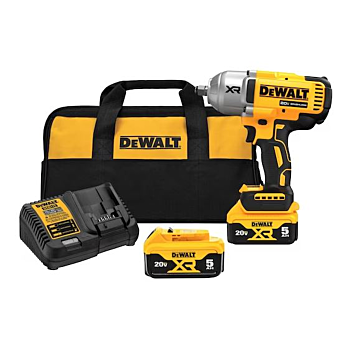 DEWALT 20V MAX* XR 1/2 In. High Torque Impact Wrench with Hog Ring Anvil Kit with (2) 5.0 Ah Batteries & Charger Kit