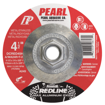 Pearl Abrasives Redline™ Max A.O.™ Depressed Center Grinding Wheel 4-1/2 x 1/4 x 5/8-11 A/WA24R T-27 DCRED45H