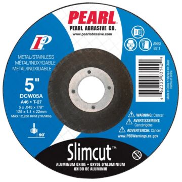 Pearl Abrasives SlimCut™ Aluminum Oxide Thin Cut-Off Wheels T-27 5 x .045 x 7/8 A46 DCW05A
