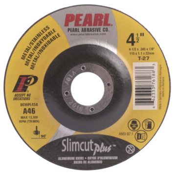 Pearl Abrasives SlimCut™ Plus Aluminum Oxide T-27 Thin Cut-Off Wheels - 4-1/2 x .045 x 7/8