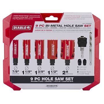 Diablo Tools 9 pc General Purpose Bi-Metal Hole Saw Set