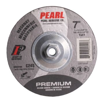Pearl Abrasives 7 x 1/4 x 5/8-11 Premium Depressed Center Wheels for Masonry, C24S, 10/Box