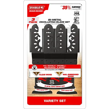 Diablo Tools Demo Demon™ Universal Fit Bi-Metal Oscillating Blade Set (3pc)