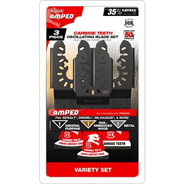 Diablo Tools AMPED™ Demo Demon™ & AMPED™ Steel Demon™ Universal Fit Carbide Oscillating Blade Set (3pc)