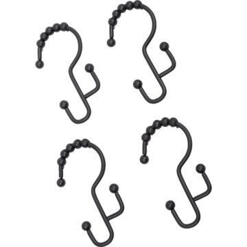 Zenna Home SS Shower Curtain Hook (Matte Black - 12pk)