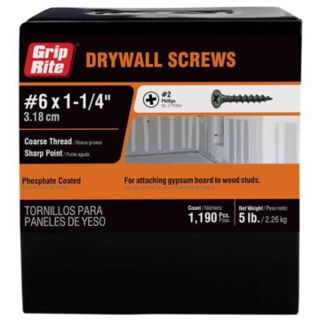 Grip-Rite #2 x 1-1/4 in Phillips Coarse Thread Drywall Screw 5 lb