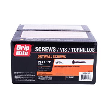Grip-Rite #2 x 1-1/4 in Phillips Coarse Thread Drywall Screw 8,000 pc Box