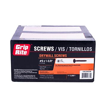 Grip-Rite #2 x 1-5/8 in Phillips Coarse Thread Drywall Screw 5,000 pc Box