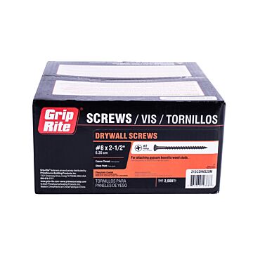 Grip-Rite #2 x 2-1/2 in Phillips Coarse Thread Drywall Screw 2,500 pc Box