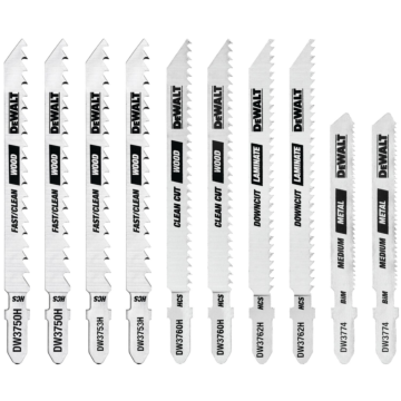 Dewalt T-Shank Jigsaw Blades Set w/ Case (10pc)