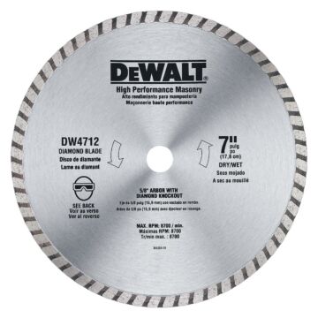 Dewalt High Performance 7 In. Turbo Rim Dry/Wet Cut Diamond Blade