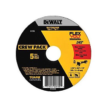 DEWALT FLEXVOLT 4-1/2 In x .045 in Abrasive Chop / Cut-Off Blade with 7/8 in Arbor For Stainless & Mild Steel Cutting (5 Pack)