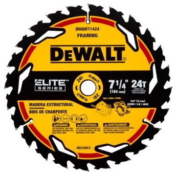 DEWALT  ELITE SERIES 24T Carbide Circular Saw Blade w/ 5/8 in. Arbor - 7-1/4 in.
