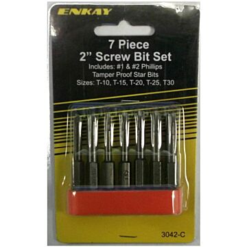 Enkay 7 Pieces 2 in L 1/4 in Screwdriver Bit Set