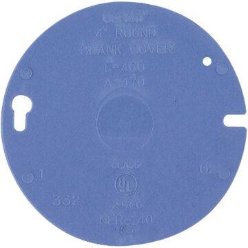 Carlon Round PVC Blank Box Cover (Blue) 4 in.