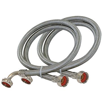 EASTMAN Eastman 48377 Washing Machine Discharge Hose, 3/4 in ID, 5 ft L, FHT x FHT, Stainless Steel