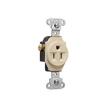 Pass & Seymour 15A 125V Heavy Duty Spec-Grade Single Receptacle, Side Wire, Ivory