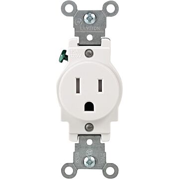 Pass & Seymour 15A 125V Heavy Duty Spec-Grade Single Receptacle, Side Wire, White