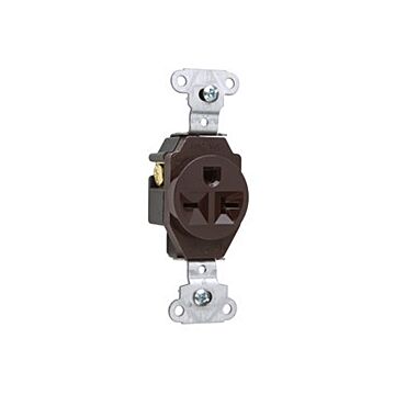 Pass & Seymour 20A 250V Heavy Duty Spec-Grade Single Receptacle, Side Wire, Brown