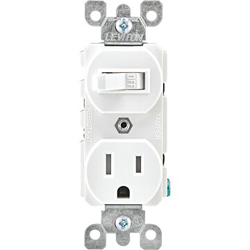 Pass & Seymour CC COMBO 1P 15A 120V SW 15A RECEPT WH