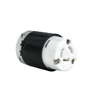 Pass & Seymour Turnlok® Industrial Spec Grade 20A Non-NEMA 3-Wire Connector, Black Back, White Front Body