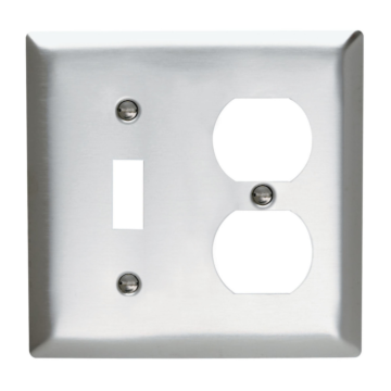 Pass & Seymour 2-Gang SS Wall Plate Toggle/Duplex Opening (Silver)