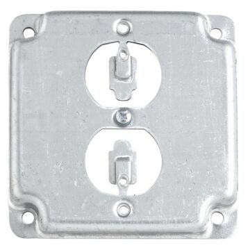 Thomas & Betts Duplex Receptacle Steel Square Box Cover (Silver)