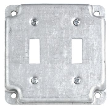 Thomas & Betts 2-Toggle Receptacle Steel Square Box Cover (Silver)