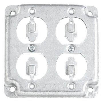 Thomas & Betts 2 Duplex Receptacle Steel Square Box Cover (Silver)