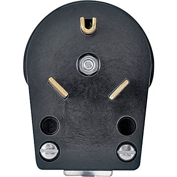 Crouse-Hinds Eaton Arrow Hart extra heavy-duty angled plug, #12-10 AWG, 30A, 125V, Back wire, Black, Brass, Urea, TT-30P, Two-pole, Three-wire, Screw, Thermoplastic, Box packaging
