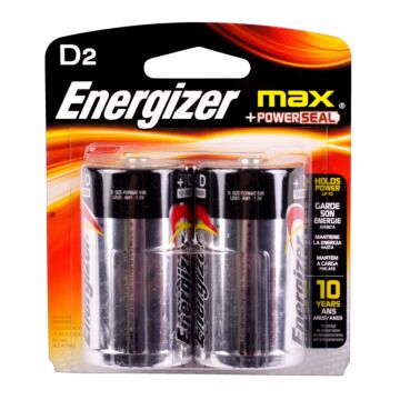 Energizer Max D Alkaline Battery (2 Pack)