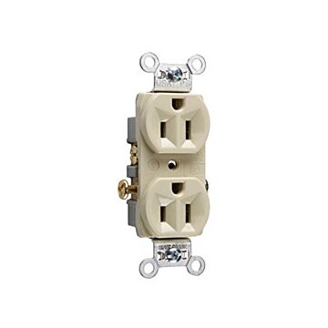 Pass & Seymour 15A 125V Commercial Spec-Grade Duplex Receptacle, Side Wire, Ivory