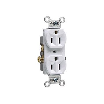 Pass & Seymour 15A 125V Commercial Spec-Grade Duplex Receptacle, Side Wire, White