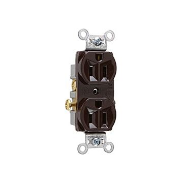 Pass & Seymour 15A 125V Commercial Spec-Grade Duplex Receptacle, Side Wire, Brown