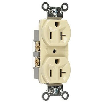 Pass & Seymour 20A 125V Commercial Spec-Grade Duplex Receptacle, Side Wire, Ivory
