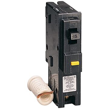 Square D Mini circuit breaker, Homeline, 15A, 1 pole, 120VAC, 10kA AIR, ground fault class A, plug in, UL [TAA]