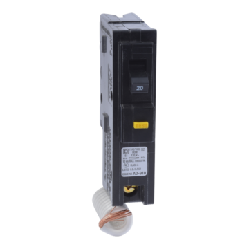 Square D Mini circuit breaker, Homeline, 20A, 1 pole, 120VAC, 10kA AIR, ground fault class A, plug in, UL [TAA]