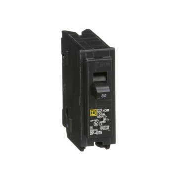 Square D Mini circuit breaker, Homeline, 30A, 1 pole, 120/240VAC, 10kA AIR, standard type, plug in, UL