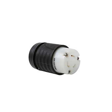 Pass & Seymour 20A NEMA Connector L1020 - Black Back, White Front Body