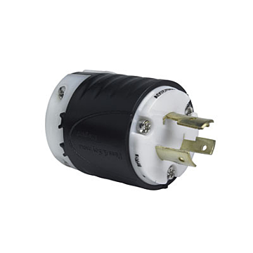 Pass & Seymour 20A NEMA Plug L1020 - Black Back, White Front Body