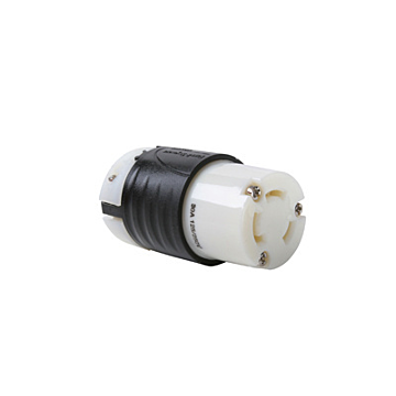 Pass & Seymour 30A NEMA L1030 Connector - Black Back, White Front Body