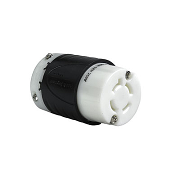 Pass & Seymour 20A NEMA Connector L1420 - Black Back, White Front Body