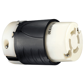 Pass & Seymour 20A NEMA Connector L1520 - Black Back, White Front Body