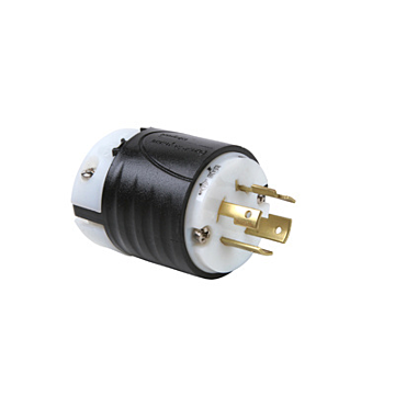 Pass & Seymour 20A NEMA Plug L1520 - Black Back, White Front Body