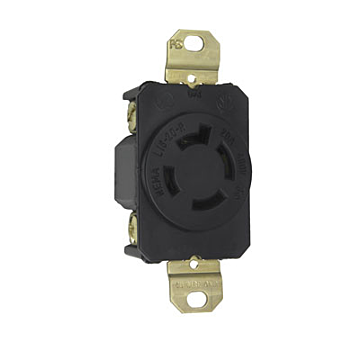 Pass & Seymour 20A 480V NEMA L1620 Single Receptacle, 4-Wire 3-Phase, Black