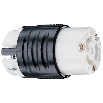 Pass & Seymour 15A NEMA L515 Connector - Black Back, White Front Body