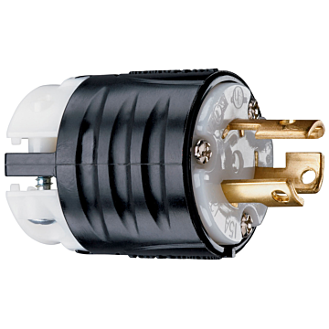 Pass & Seymour 15A NEMA L515 Plug - Black Back, White Front Body