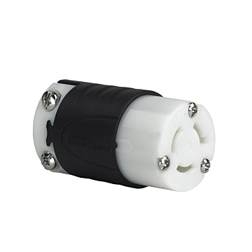 Pass & Seymour 15A NEMA L615 Connector - Black Back, White Front Body