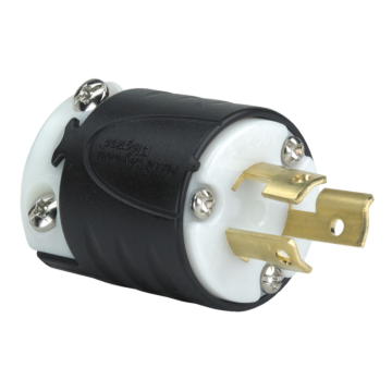 Pass & Seymour 15A NEMA L615 Plug - Black Back, White Front Body