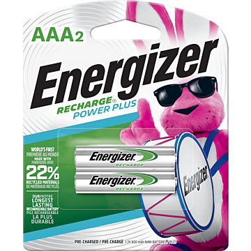 Energizer Rechargeable AAA Batteries, 2 Pack